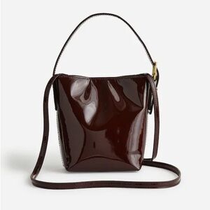 Madewell || The Essential Micro Bucket Tote Dark Plum  Patent Leather Crossbody